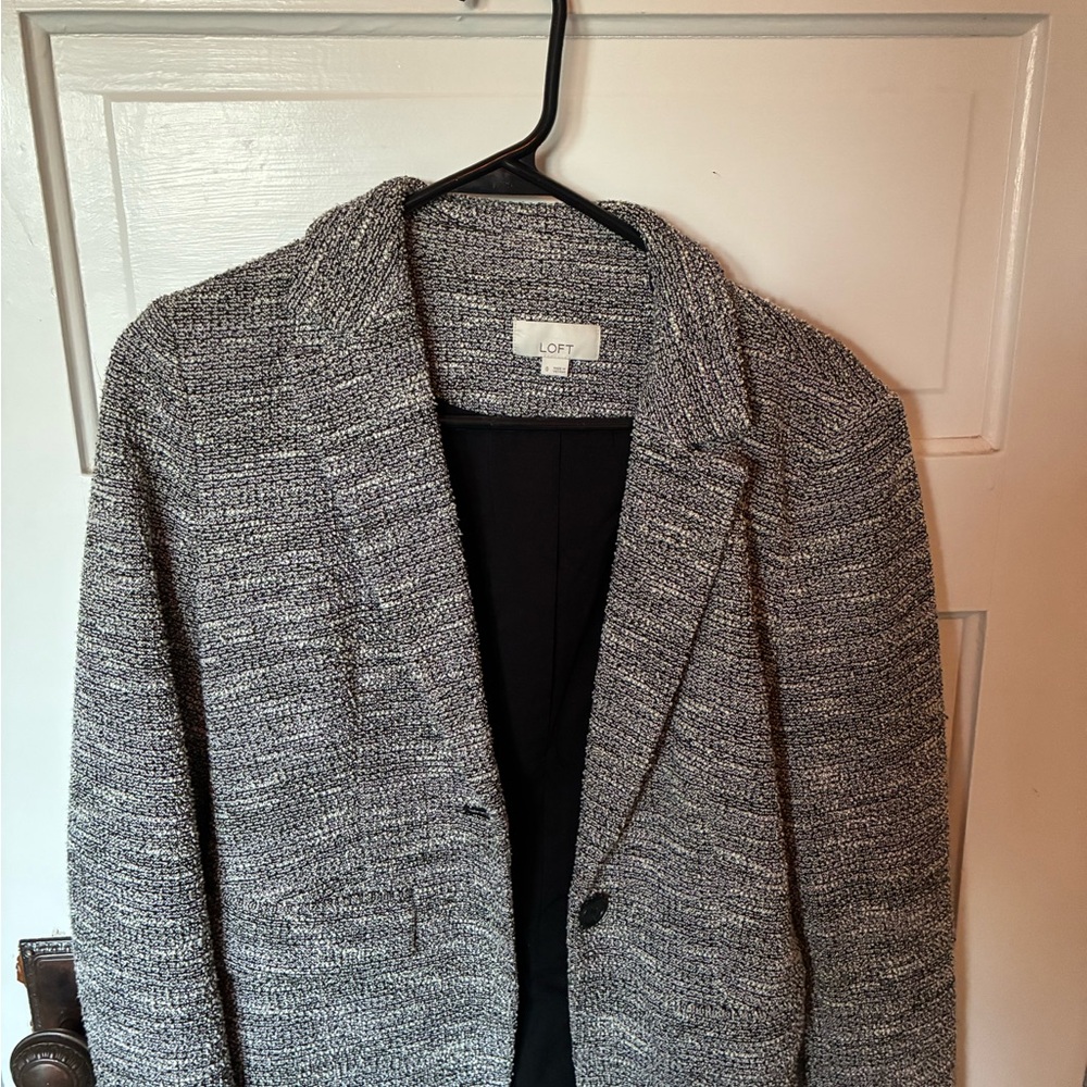 LOFT Black and White Textured Jacket